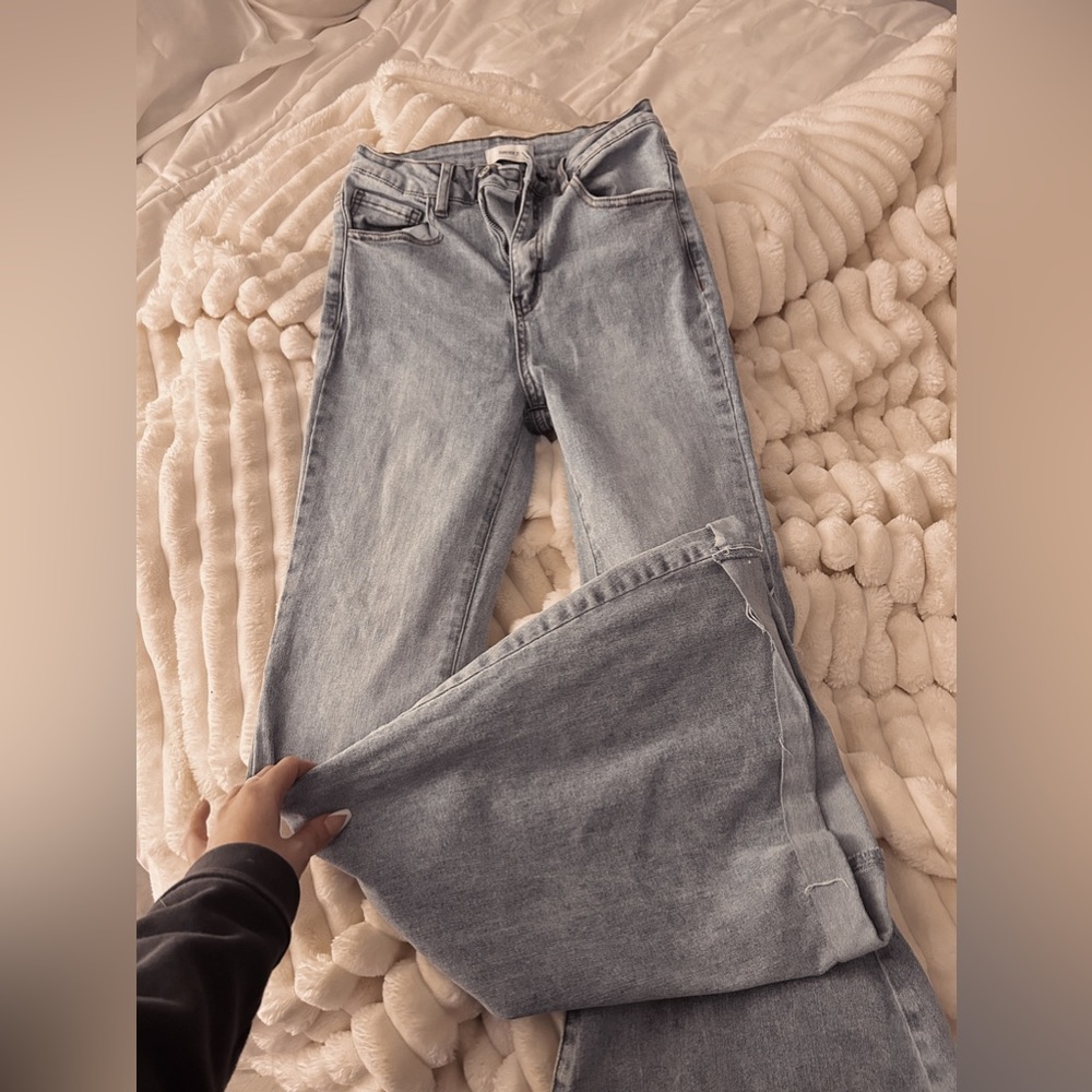 flare blue jeans